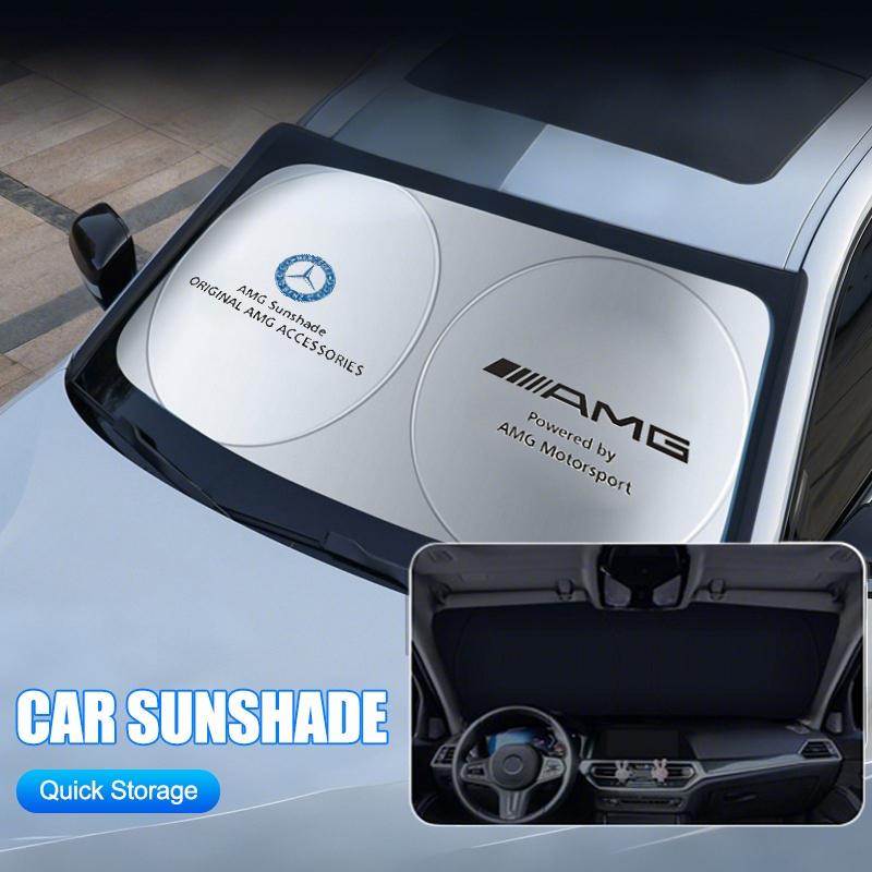 WLX4 Car Windshield Sun Shade Cover Anti UV Reflector For Mercedes Benz AMG W203 W206 W220 W205 W211 W212 W201 GLS CLS GLC Stickers