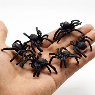 5Pcsflexible Plastic Simulation Spiders Black Joke Prank Toy Halloween Gifts