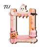 Picture Display Frames Halloween Photo Frame Refrigerator Magnet, Ghost Pumpkin Magnetic Holder Holder, Wooden Decorative for Holiday Party Kitchen