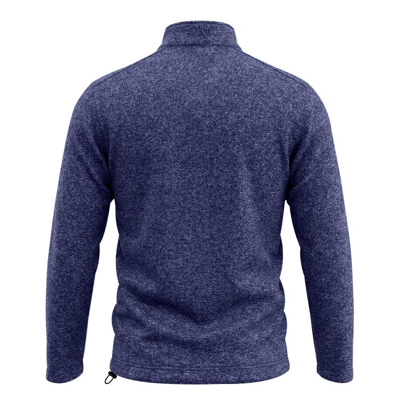 Men's Heather Quarter‑Zip Fleece Pullover, Contrast Zipper Chest Pocket, Stand Collar, Long Sleeve, Casual Outdoor Hiking Sweatshirt Top