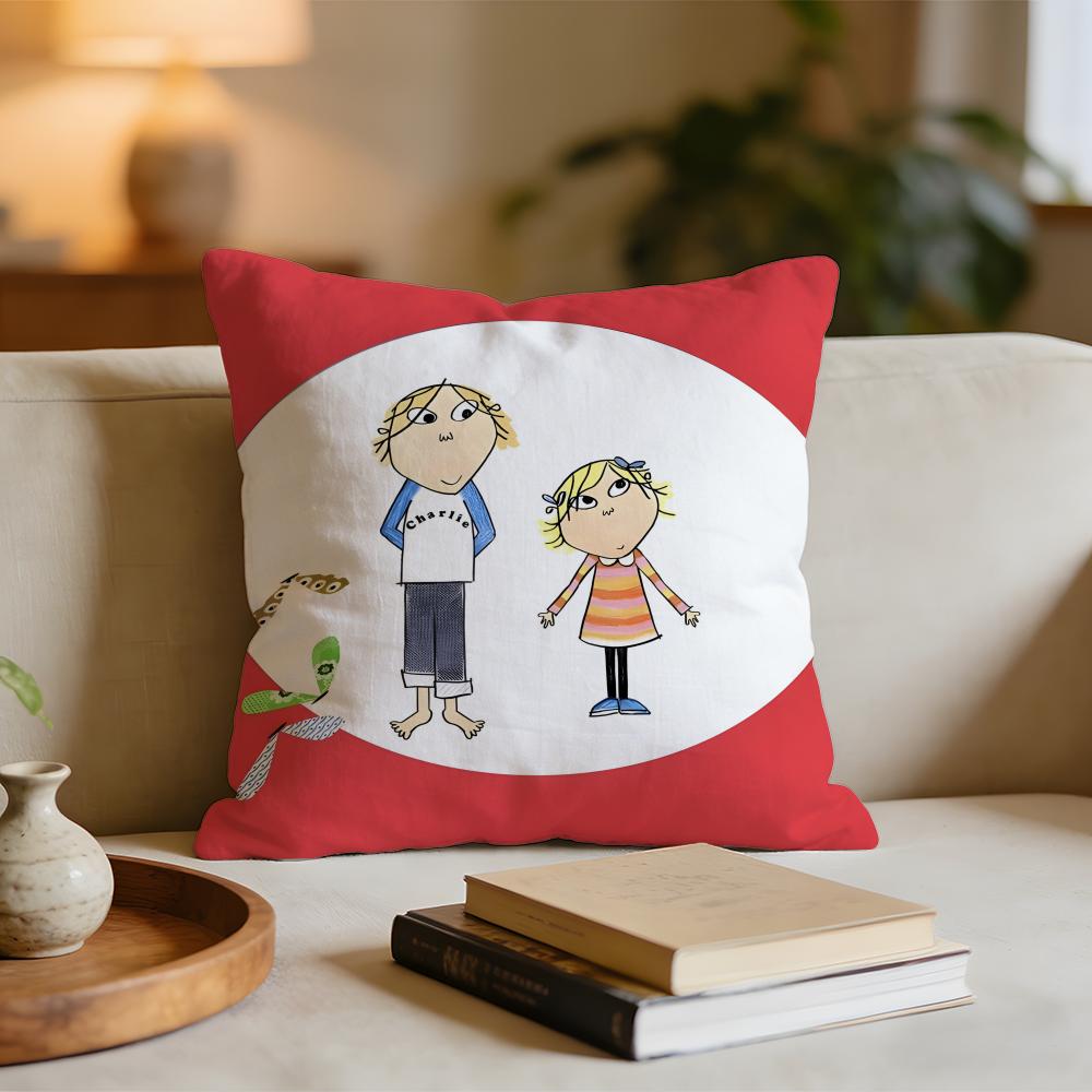 

Anime Charlie and Lola Cushion Cover Short plush pillowcase for bed sofa carwashable 30x30cm