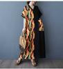 Colorful Patchwork Black Long Dress Vintage Robe