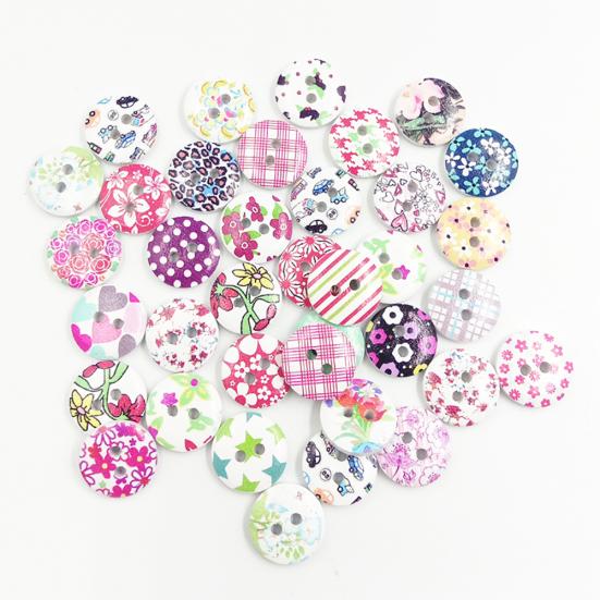 100 Stück Kleine Blumen Design Holzknöpfe Nähen Handarbeit Kunst DIY Dekoration