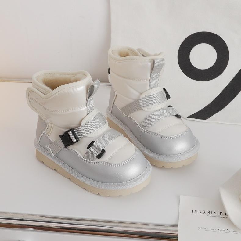 Children Winter Snow Boots Baby Resist Winter -20 Degree High Boots Boys Waterproof Snow Boots Girls Thicken Plush Sports Boots 23 серебряный