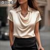 Blusas y camisas con cuello POLO de manga corta con estampado de Color sólido informal a la moda para mujer