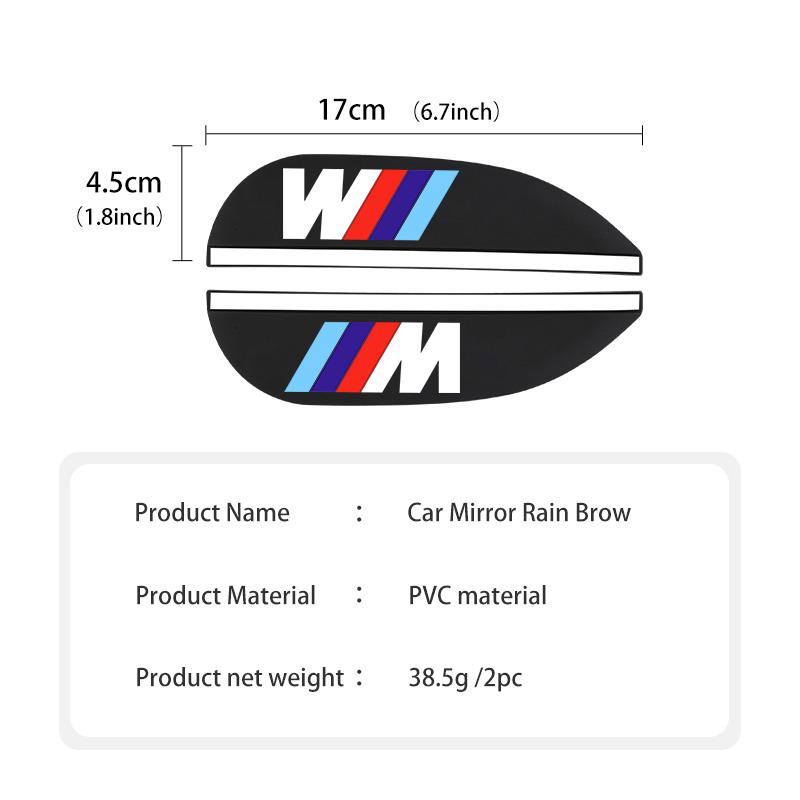 EBGU9 2pcs Car Sun Visor Rearview Mirror Rain Eyebrow Shield Sticker For BMW M 1 3 4 5 6 7 Series X1 X3 X4 X5 G20 G38 F48 E36 E39