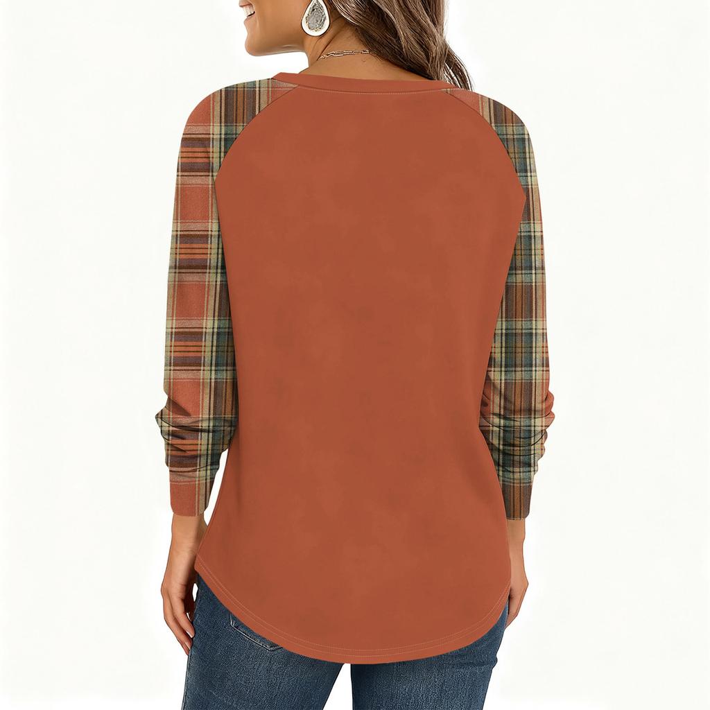 Damenmode Locker Langarm Rundhals Casual Oberteil