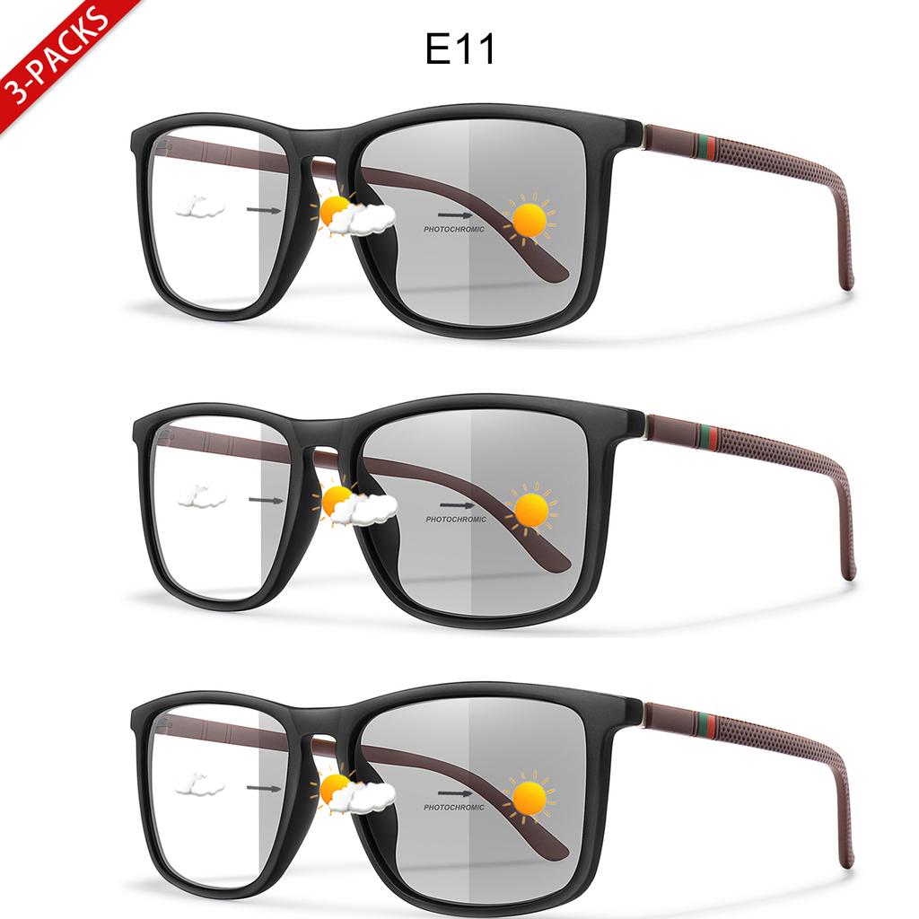 1/3 Pairs Anti Blue Light Photochromic Reading Glasses Classic Rectangular Eyeglasses for Business Professionals