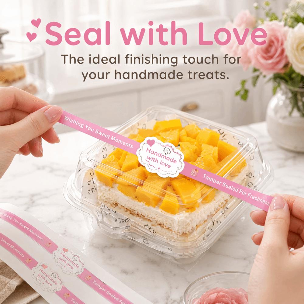 50Pcs Long Label Baking Gift Box Sticker Handmade Tamper Evident Seal Labels Gift Wrapping