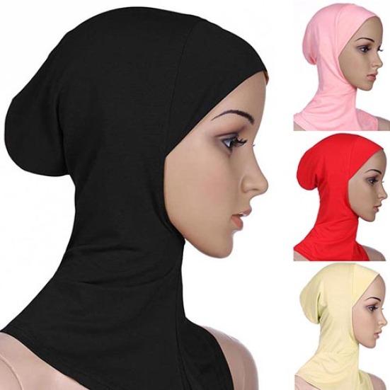 Soft Solid Color Women Full Cover Scarf Cap Underscarf Neck Head Bonnet Hat