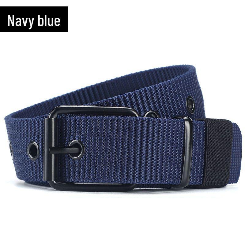 Men's Thickened Canvas Belt with Pin Buckle and Multiple Holes - Ideal for Denim, Youth, and Students