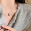 Single Gray Pearl Zircon Pendant Necklace Women's Autumn and Winter Niche High-end Clavicle Chain Simple Neck Chain Accessories