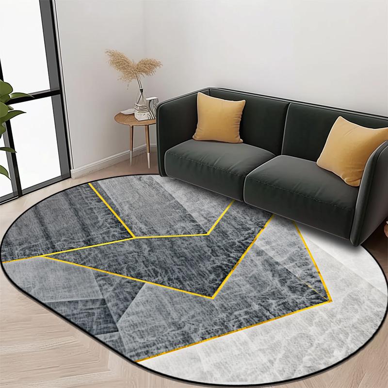 Alfombra Ovalada Moderna Decoración de Sala de Estar Alfombra de Dormitorio Alfombras Suaves y Esponjosas para Mesita de Noche Tamaño Grande Personalizable Alfombra de Piso Antideslizante 60x90cm door mat