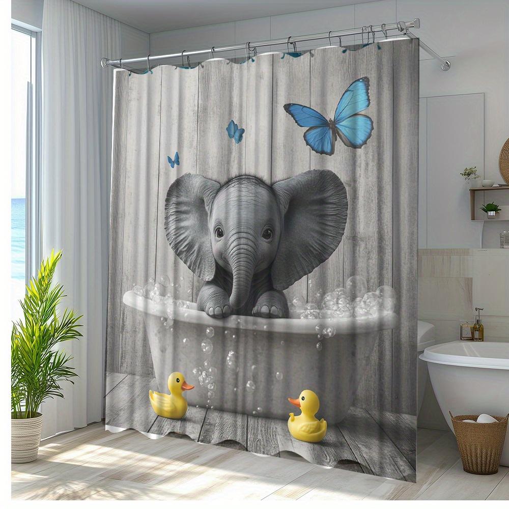 

Elephant Fun Animal Pattern Shower Curtain Polyeer Fabric Bathroom Decor With Hooks 70.8X70.8 Inches W60H190(CM)-1 Pcs