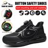 Sapatos de Segurança com Biqueira de Aço Anti-Esmagamento e Resistente a Perfurações com Botão, Novo Estilo, Resistente ao Desgaste para Proteção do Trabalho.