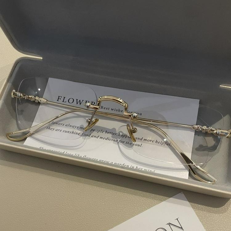 Vintage Rimless Eyeglasses Women Anti-Blue Light Harajuku Metal Square Rectangle Glasses Optical Spectacle Reading Eyewear