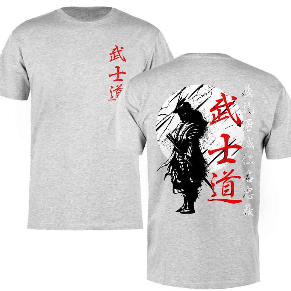 Japanese samurai shirt. Japanese style Japanese men's spirit printed T-shirt loose and comfortable Harajuku sports top
