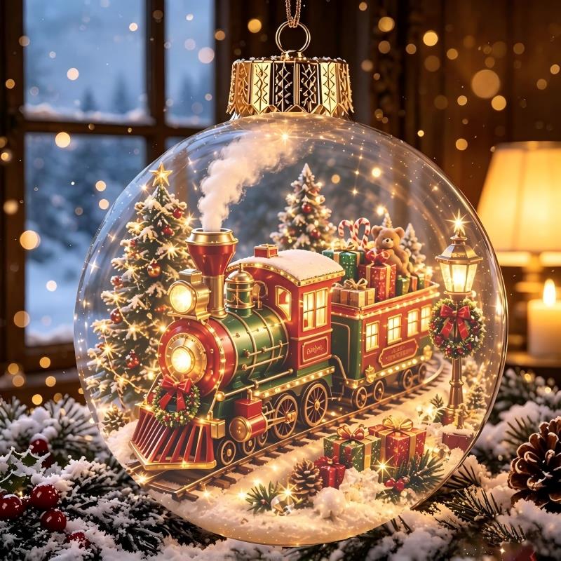 3D Christmas Snow Globe Ornament Xmas Tree Santa Snowman Glowing Hanging Decor Home Party Christmas Accessories New Year Gifts 7