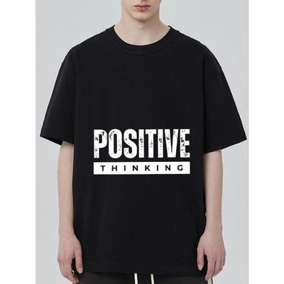 Schwarzes T-Shirt Positives Denken Druck Freizeitkleidung für Männer und Frauen Streetwear Fashion Statement Top Tägliche Outfitwahl