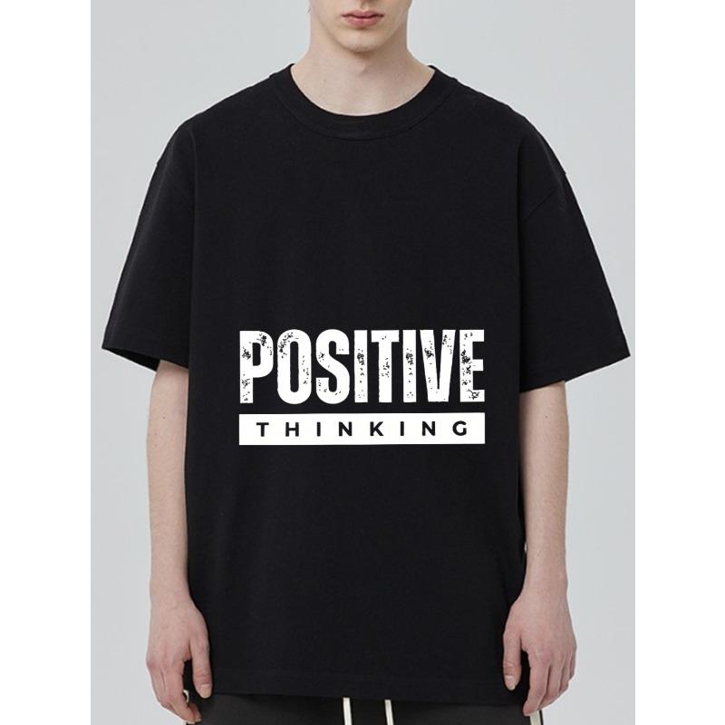 

Black T Shirt Positive Thinking Print Casual Wear for Men and Women Streetwear Fashion Statement Top Daily Outfit Choice XXXXL чорний