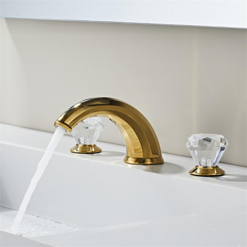 Gold Bathroom Faucet Modern basin faucet Brass widespread faucet Tap luxury Basin Mixer Hot And Cold shower room sink Faucet