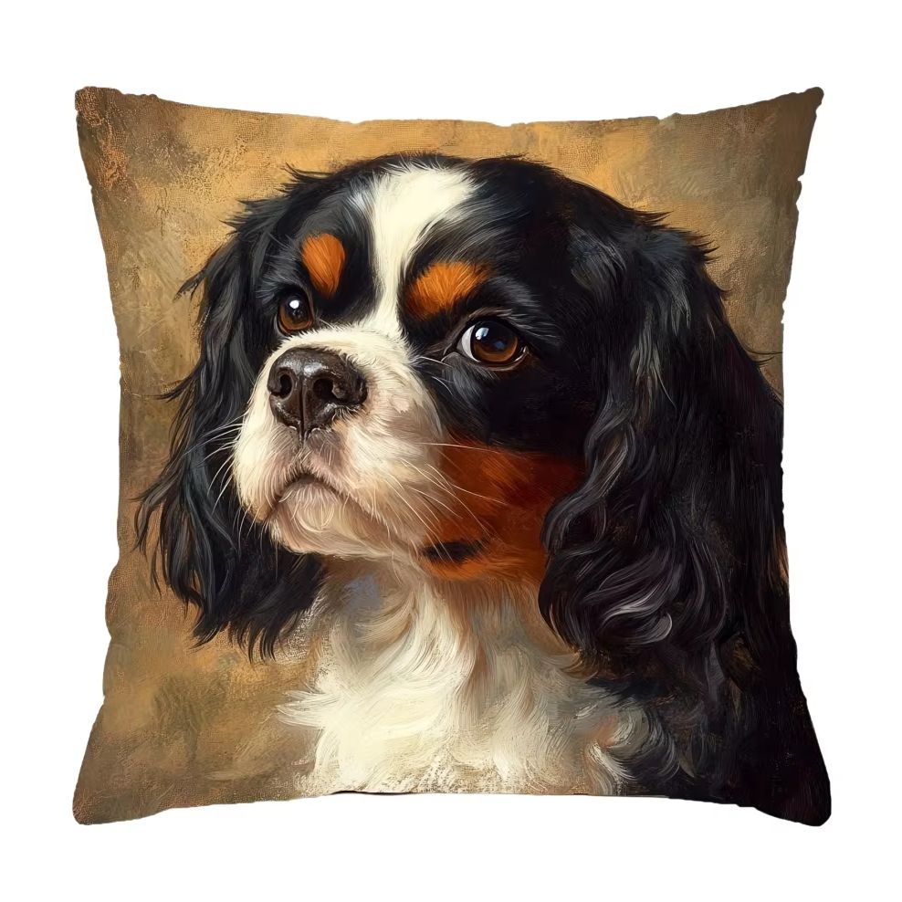 pc Cavalier King Charles Spaniel Pillow Cover Polyester D DoubleSided Print Oil Painting Dog Portrait Art Pet Lover Home D