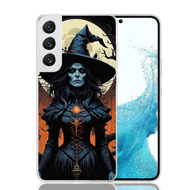 Halloween Moon Witch Horror Phone Case For Samsung Galaxy S26 S25 Edge S24 S23 FE S22 Ultra S21 Plus S20 + Fundas Cover Coque Ga