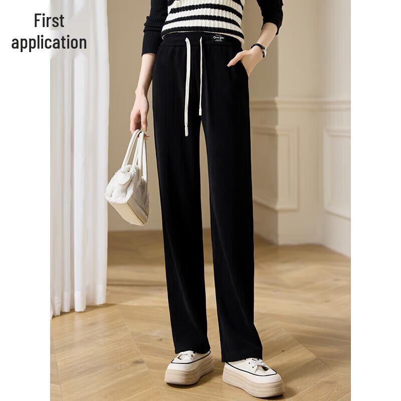 CHUSHEN Women's High-Waist Straight-Leg Casual Sport Pants