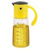 VKCHEF Oil Bottle, Yellow, Drip-Free Glass Bottle, Vinegar Bottle, Dressing Bottle, Soy Sauce Dispenser, One-Hand Oil Dispenser, Oil Pot with Automati