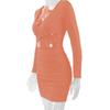 Gonna Autunno/Inverno da Donna Sexy con Intagli a Pacchetto sui Fianchi Vestito a Maniche Lunghe Pieghettato