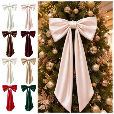 Elegant Large Christmas Bowknot Solid Color Christmas Decorative Bow  Xmas Decor