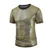 Sequined T-Shirt for Men Sparkling Dot Jazz Modern Dance T-Shirt Round Neck Short Sleeve Performance Tops 1970s Disco Tops Night