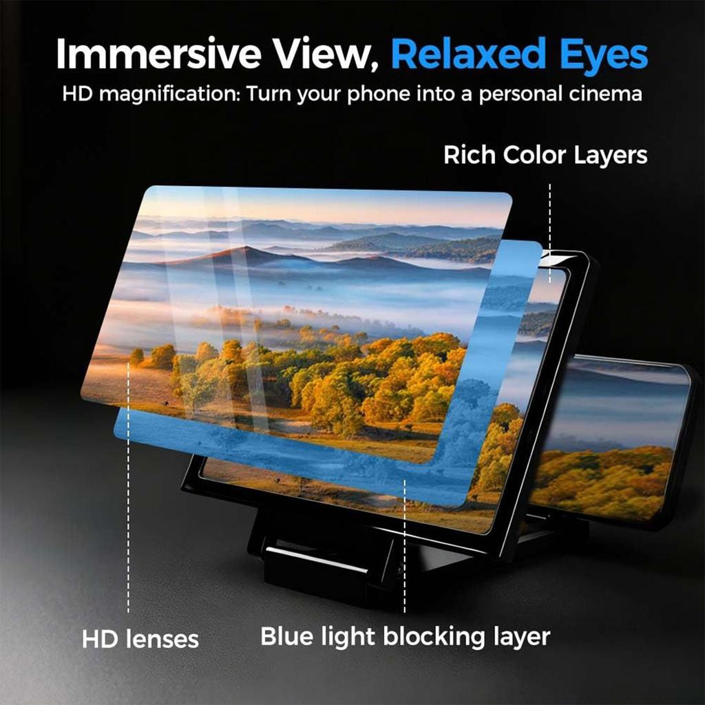 Screen Magnifier Amplifier HD Phone Holder Screen Amplifier Video Phone Amplifier Screen Phone Projector for All Smartphones