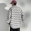 Men's long-sleeved shirt autumn new Hong Kong wind jacket casual shirt lapel plaid shirt fashion loose coat