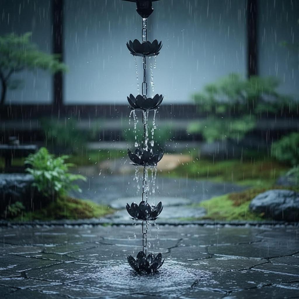 Lotus Flower Cup Rain Chain Outdoor Modern for Porch
