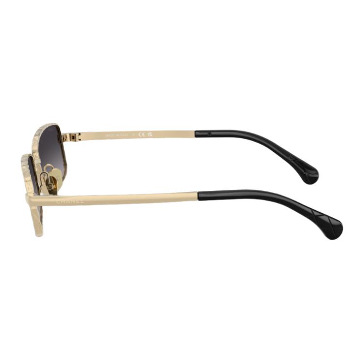 Chanel Gradient Design Metal Rectangular Sunglasses Unisex Sunglasses Light-Gold CH4295C134S6