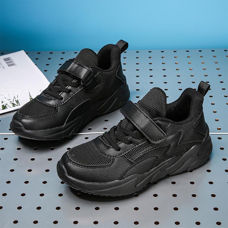 Children's sports shoes, comfortable leather surface, boys' running shoes, mesh surface, school little white shoes, girls' breathable soft-soled dad