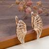 Rose Gold Color Wing Big Dangle Earrings For Women Sparkling Natural Zircon Accessories Party Daily Fine Jewelry
