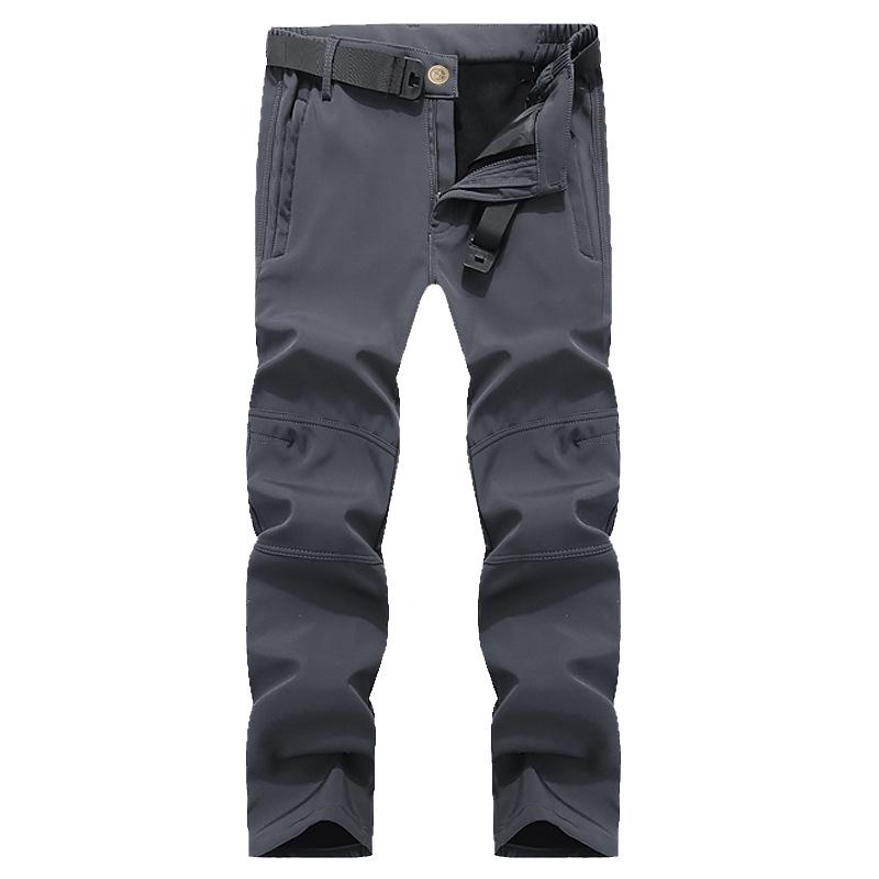 Men's Outdoor Windproof Ski Pants: Winter Fleece-Lined, Cold-Proof, Multi-Pocket Softshell for Mountaineering