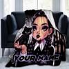 1PC Custom Name Gothic Cat Girl Artwork flannel blanket versatile,all-season throw suitable for the living room,bedroom,camping,travel,and gift
