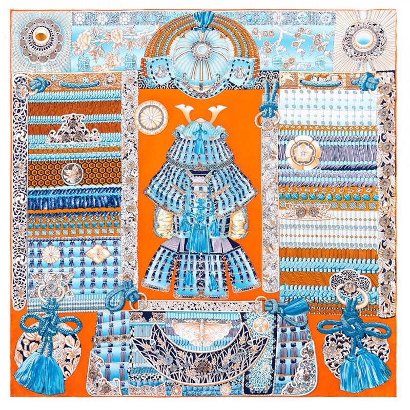 POBING Manual Hand Rolled Twill Silk Scarf Women Indian Feather Square Scarves Echarpes Foulards Femme Wrap Bandana Hijab 90CM