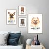 Nordic Simple Cute Dog Basset Hound Rottweiler Pomeranian French Bulldog Text Mural Living Room Sofa Wall Decoration Frameless