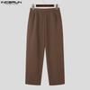 INCERUN Men Zipper Button Waist Casual Loose Baggy Long Wide Legs Pants Trousers