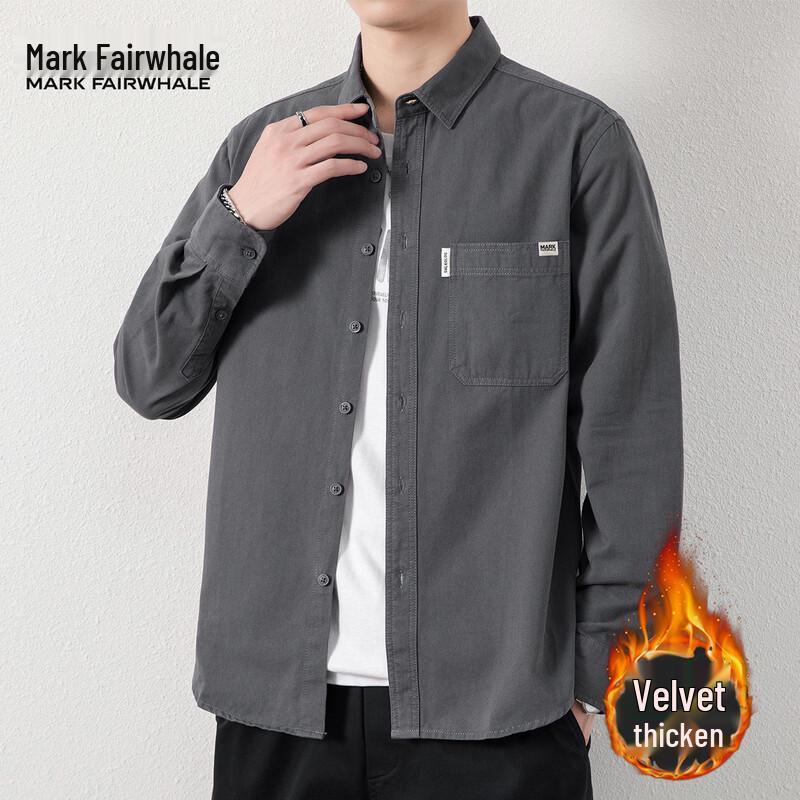 Mark Fairwhale Men's Casual Loose-Fit Cotton Utility Shirt Jacket