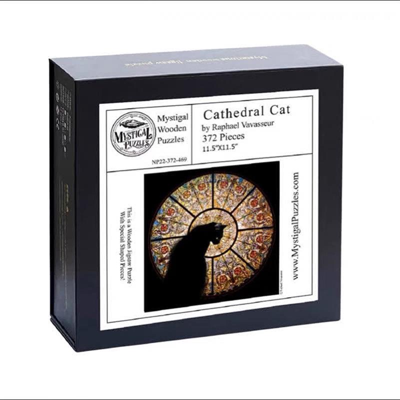 Church Cat Wooden Irregular Jigsaw Puzzle, 372 Pieces - High-Quality Adult Educational Gift