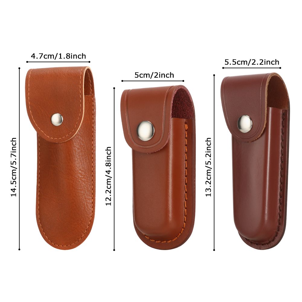 Fourreau de couteau pliant marron, outil, lampe de poche, boucle de ceinture, étui, étui en cuir, poche, chasse, camp, équipement de transport en plein air