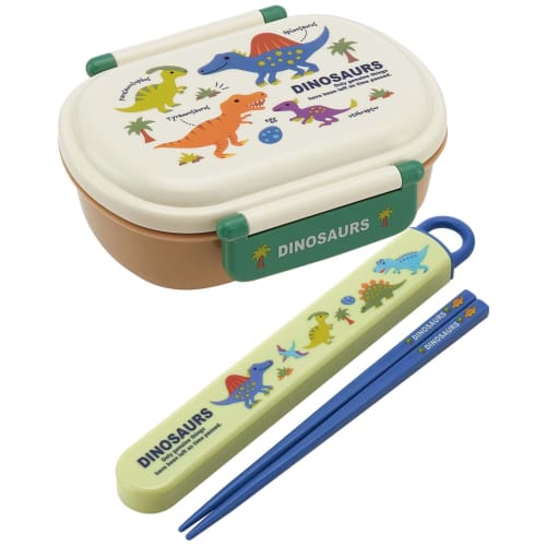 Skater Children's Lunch Box, 360ml Capacity, Fluffy Lid, Made in Japan, Single Tier, Dishwasher and Microwave Safe, Dinosaur Picture Book, Dinosaur De
