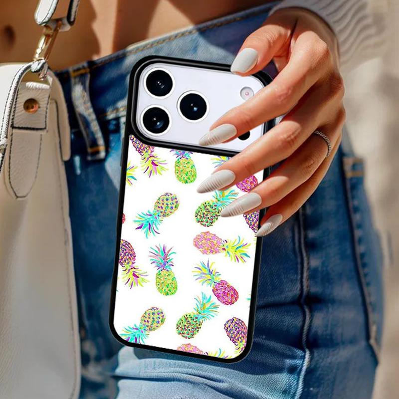 Kawaii Pineapple Art Phone Case For iPhone 17 Air 14 15 13 12 Max Cover For Apple 14 15 16 16e 11 Pro Max Plus