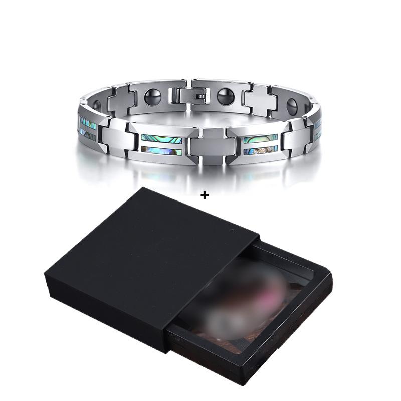 Anti-scrated Tungsten Bracelets Men Natural Shell Hematite Magnetic Health Energy Chain Link Shiny Jewelry Male Christmas Gifts