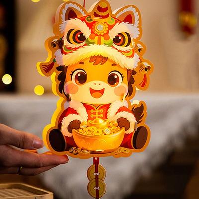 Cartoon 2026 Horse Year Lantern Traditional Portable New Year Lantern Handmade Festive Chinese Paper Lantern Lunar New Year